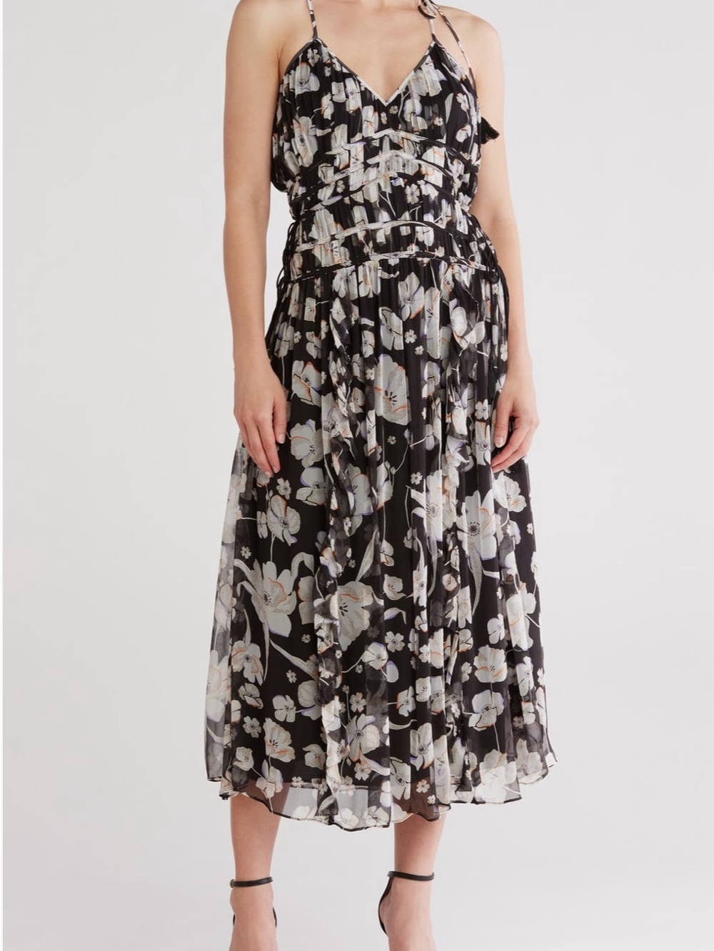 NWT Joie Lyall 100% Silk Shirred Gown | XS